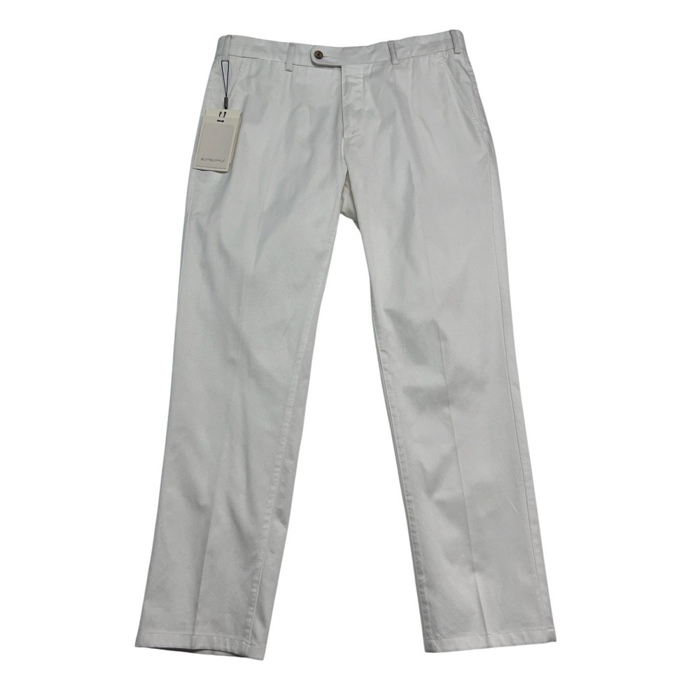 NEW Suitsupply 34x30 White Dress Pants Chinos Porto Trousers 100% Cotton Slim